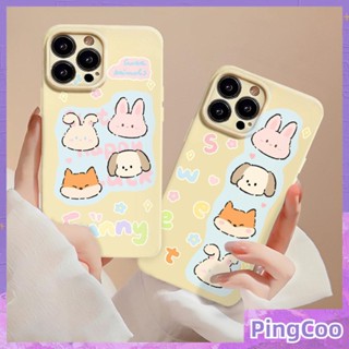 Pingcoo - เข้ากันได้สำหรับ เคส iphone 11 เคสไอโฟน เคสไอโฟน11 TPU เคสเยลลี่สีเหลืองกันกระแทกเคสกล้องป้องกันกล้องน่ารักสุนัขกระต่ายจิ้งจอกเข้ากันได้กับ iPhone 14 13 Pro max 12 Pro Max xr xs 7Plus 8Plus