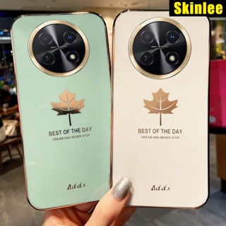 เคสโทรศัพท์มือถือ ชุบไฟฟ้า ลายใบเมเปิ้ล แวววาว สําหรับ Huawei Nova Y91 Y71 Y70 Y90 Y71 Y91 Y70 Y90