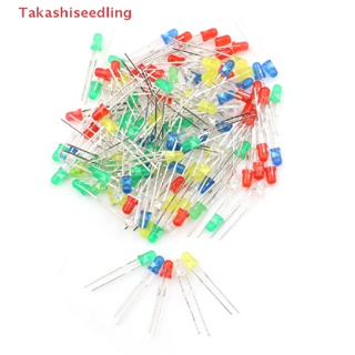 (Takashiseedling) ไดโอดเปล่งแสง LED 3 มม. 20mA 2Pin สีแดง เขียว ขาว ฟ้า เหลือง 100 ชิ้น ต่อชุด