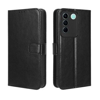 VIVO V27e เคส เคสฝาพับ PU Leather Wallet Case Stand Holder Flip VIVO V27e V 27e เคส