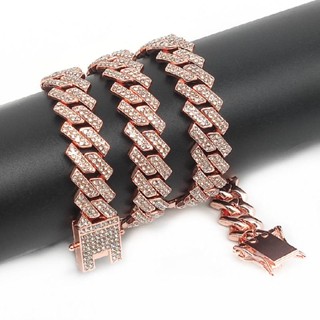 New Link Chain Luxury Shiny Inlaid Rhinestone Bracelet Fashion Necklace Women Men Diamond 13mm Width Hip Hop LY