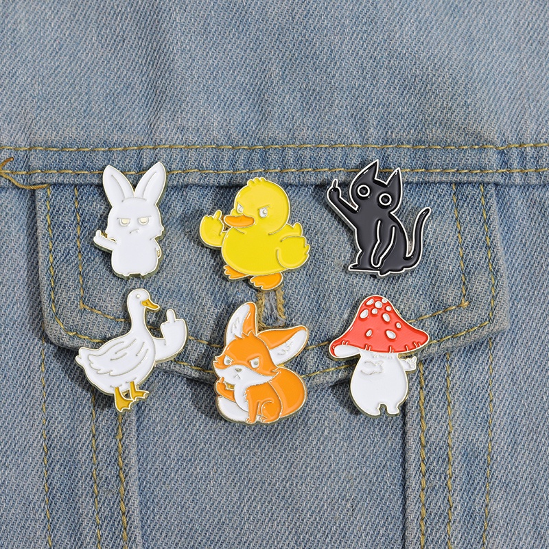 การ์ตูนสัตว์ เป็ด กระต่าย สุนัขจิ้งจอก เคลือบ Pins น่ารัก สัตว์ แมว เข็มกลัด เครื่องประดับ ของขวัญสําหรับเด็ก เพื่อนสนิท
