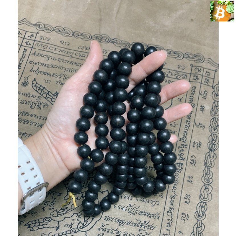 bitcoin สร้อยคอ สร้อยประคำไม้พญางิ้วดำ 14-15 มม. 108 เม็ด(เกรดพรีเมี่ยม) ใช่เลย