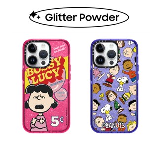 เคสโทรศัพท์มือถือซิลิโคน TPU ลาย Snoopy Lucy แต่งกลิตเตอร์วิบวับ สําหรับ iPhone 11 12 13 14 Pro Max