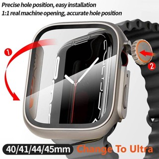 เปลี่ยนเป็น Ultra สําหรับ Apple Watch Case Series 8 7 45 มม. 41 มม. ป้องกันหน้าจอ PC สําหรับ iWatch 4 5 6 SE 44 มม. 40 มม. กระจกนิรภัย