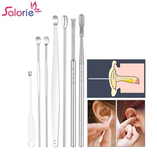 Salorie 6 ชิ้น / เซต ที่แคะขี้หู สเตนเลส ไม้แคะหู แว็กซ์ ทําความสะอาด ช้อน เครื่องมือดูแล