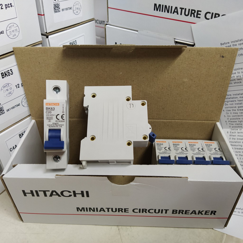 เบรกเกอร์ MCB Hitachi Breaker BK63 1P 6kA เบรกเกอร์ ลูกย่อย