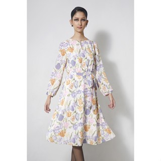 ESPADA เดรสลายพิมพ์ดอกทิวลิป ผู้หญิง | Tulip Print Flare Dress | 4590