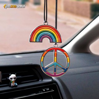 Rainbow Pendant Car Rearview Mirror Hangings Car Pendant Anti-war Peace Car Hanging Car Creativity Cute Decorations oEmz