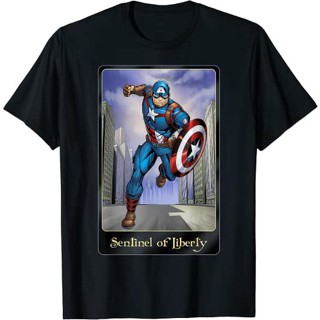 QZเสื้อยืดแขนสั้น ผ้าฝ้าย 100% พิมพ์ลายกราฟฟิค Marvel Sentinel Of Liberty Captain America แฟชั่นสําหรับผู้ชาย และผู้หญิง