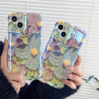 เคสโทรศัพท์มือถือ ซิลิโคน กันกระแทก ลายภาพวาดสีน้ํามัน รูปดอกไม้ สไตล์เรโทร สําหรับ Iphone 13 12 13pro 14pro 13 pro max 14 fundas