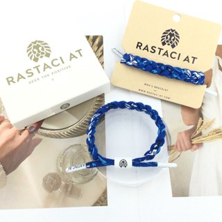 RASTAClAT หมึกสีขาวและสีฟ้าสร้อยข้อมือถักออกแบบด้วยสายรัดข้อมือทอพร้อมกล่องของขวัญผู้ชายและผู้หญิงสร้อยข้อมือปรับมิตรภาพของขวัญฤดูร้อน