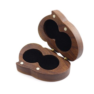 Wedding Lightweight Romantic Velvet Unique Design Double Heart Walnut Wood Special Gift Ring Box