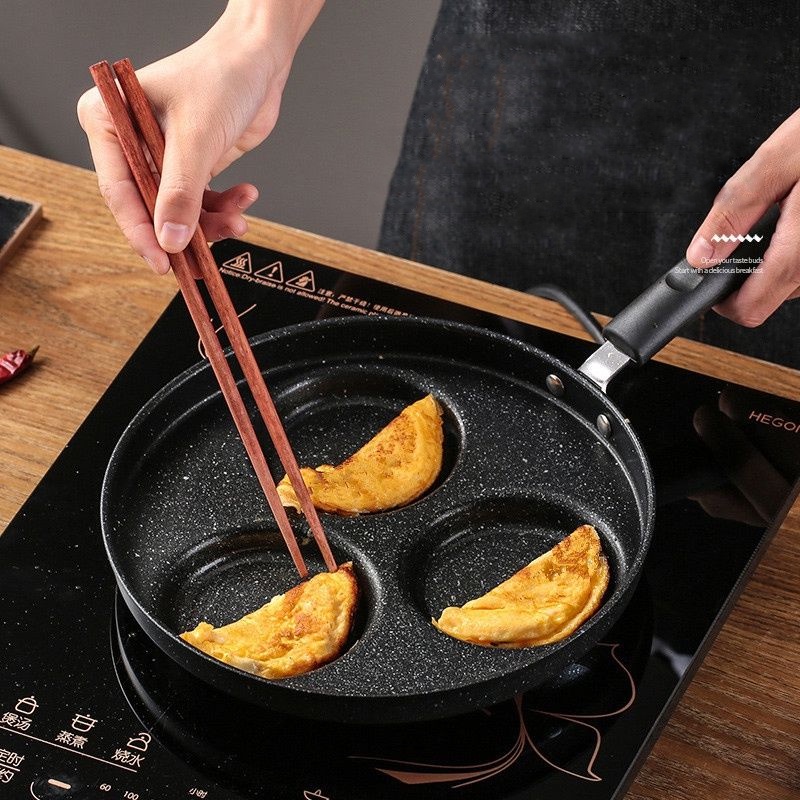 OMC กระทะเหล็กหล่อสามหลุม, กระทะไข่เจียว, กระทะอเนกประสงค์เพื่อสุขภาพนอนสติ๊ก, ไม่เคลือบผิว - รูปที่ 6