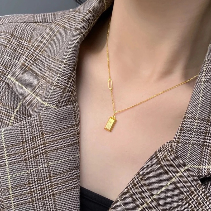 Cross-border ขายร้อนยุโรปอเมริกันที่อุดมไปด้วยอิฐขนาดเล็กสร้อยคอไทเทเนียมเหล็ก 18k Gold จี้ Gold-Plated สูง-เกรด Non-Fade Clavi