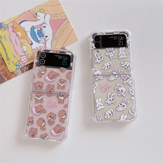 เคสโทรศัพท์ ซิลิโคนนิ่ม TPU ใส ลายดอกไม้ ใบไม้ สําหรับ Samsung Z Flip 4 Z Flip 3 Z Flip 4 3