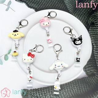 Lanfy คลิปหนีบป้ายชื่อ ลาย My Melody Kawaii Kuromi ID Card Cinnamoroll Nurse พับเก็บได้ สําหรับติดหน้าอก