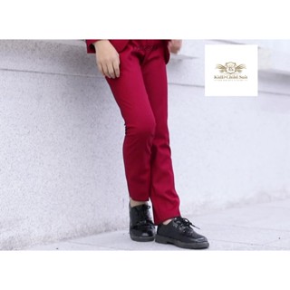 Boy Slack Navy Color กางเกง สแล็ค เด็กชาย ผ้าดี สีแดง ทรงเข้ารูปจีบด้านหน้า เอวยืด ขนาด 100, 110, 120, 130, 140, 150,...
