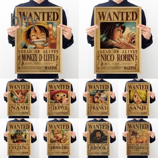 Bhy โปสเตอร์วอลเปเปอร์ ลายการ์ตูนอนิเมะ One Piece Wanted Luffy Zoro Warlord ขนาดใหญ่ สไตล์คลาสสิก