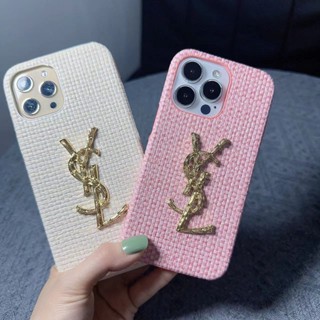 เคส iPhone14 pro max เคสโทรศัพท์มือถือ ลายสาน SLY สีทอง สําหรับ iPhone 14 promax 11 promax 12 promax 13 promax 7 8 plus