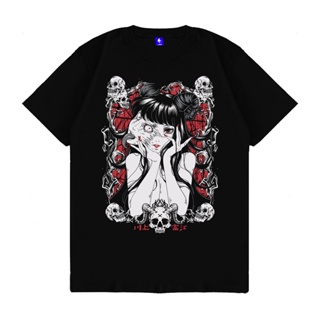 POPULAR QZเสื้อยืดโอเวอร์ไซส์เสื้อยืด พิมพ์ลายอนิเมะ Kizaru TOMIE Goth SeriesS-3XL