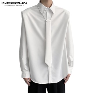 Incerun เสื้อเชิ้ตลําลอง ผูกไหล่