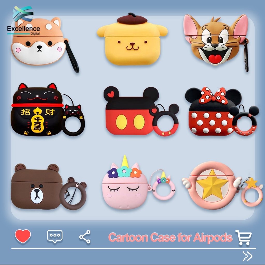 caseหมีน่ารัก for AirPods Pro การ์ตูน Case for AirPods ปลอกหุ้มสัตว์น่ารักหูฟัง for Apple for AirPodsปลอกซิลิโคนอ่อนใส
