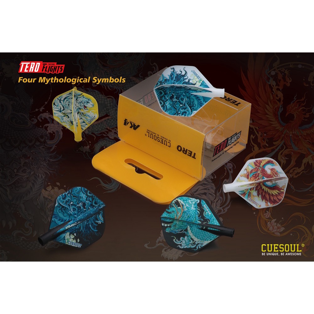 CUESOUL TOERO AK4 Dart Pin Flights พร้อมสัญลักษณ์ในตํานานสี่ตัว Design Dart Shaft