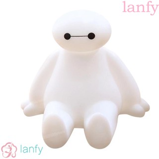 Lanfy ขาตั้งโทรศัพท์มือถือ ลายการ์ตูนอนิเมะ Baymax ขนาดใหญ่ สีขาว อุปกรณ์เสริม สําหรับตกแต่งรถยนต์