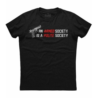 เสื้อยืด พิมพ์ลาย An Armed Society Is Polite Gun ของขวัญวันขอบคุณพระเจ้า