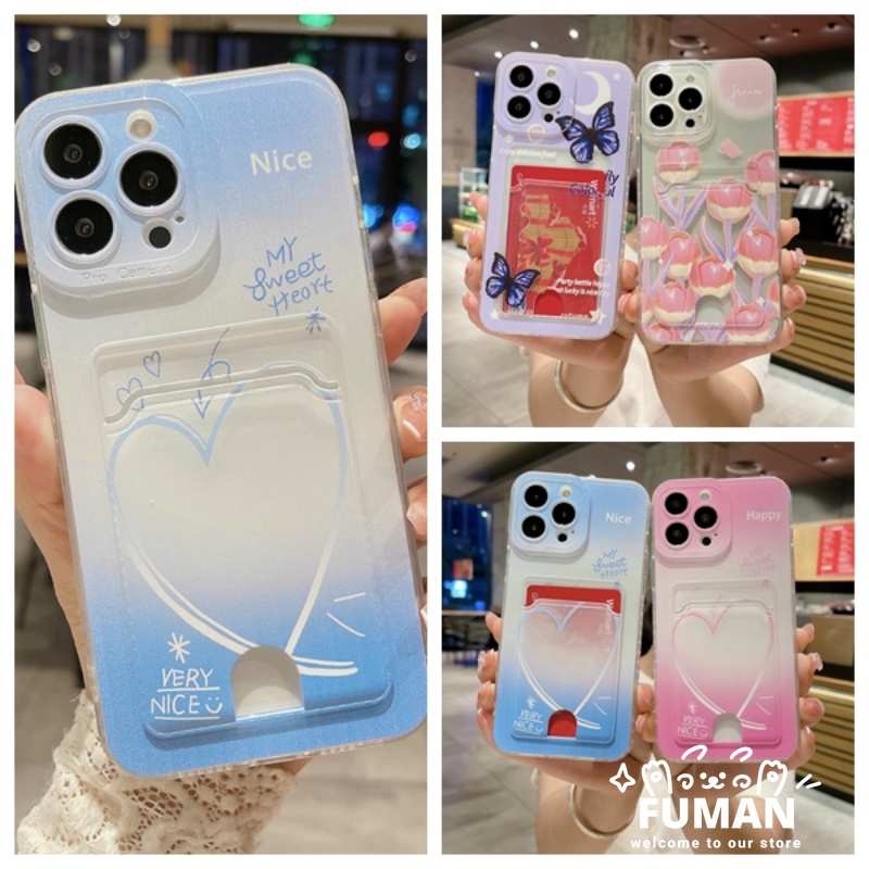 เคสโทรศัพท์มือถือ แบบนิ่ม ลายดอกทิวลิป ผีเสื้อ พร้อมช่องใส่บัตร สําหรับ Redmi Note 13 12 Pro Plus 5G Note 12 Pro Note 12S 4G Note 12