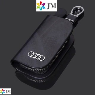 พร้อมส่ง เคสกุญแจรีโมทรถยนต์ หนังวัวแท้ ลายไม้ สําหรับ AUDI A3 Q2LQ7 A3 A4 A5 A6 A7 Q5