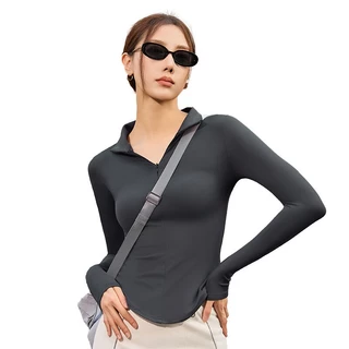 ✨Araya Lady✨ เสื้อคลุมออกกำลังกาย รุ่น YOGA-129 เสื้อแขนยาวทรงเข้ารูป เสื้อแขนยาวใส่เที่ยว ใส่ออกกำลังกาย แต่งซิปที่คอ