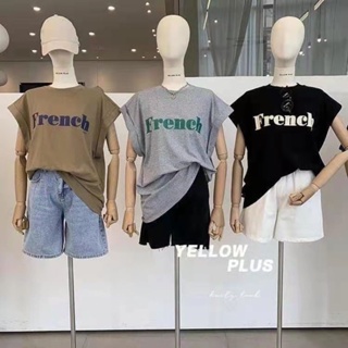 YY47 เสื้อแขนกุด โอเวอร์ไซส์ French ใส่สบาย แมทช์เสื้อผ้าง่าย