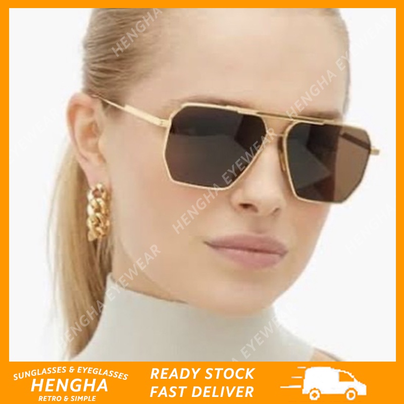 (HENGHA) แว่นตากันแดด โลหะ แบบลําแสงคู่ สไตล์ตะวันตก นักบินขับรถ กันแดด บังแดด สําหรับผู้หญิง
