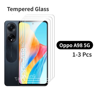 ฟิล์มกระจกนิรภัยกันรอยหน้าจอ แบบใส สําหรับ Oppo A98 A96 A78 A77s A77 s A76 A58 A57 A38 A17 k A17k 4G 5G 2023 3 ชิ้น