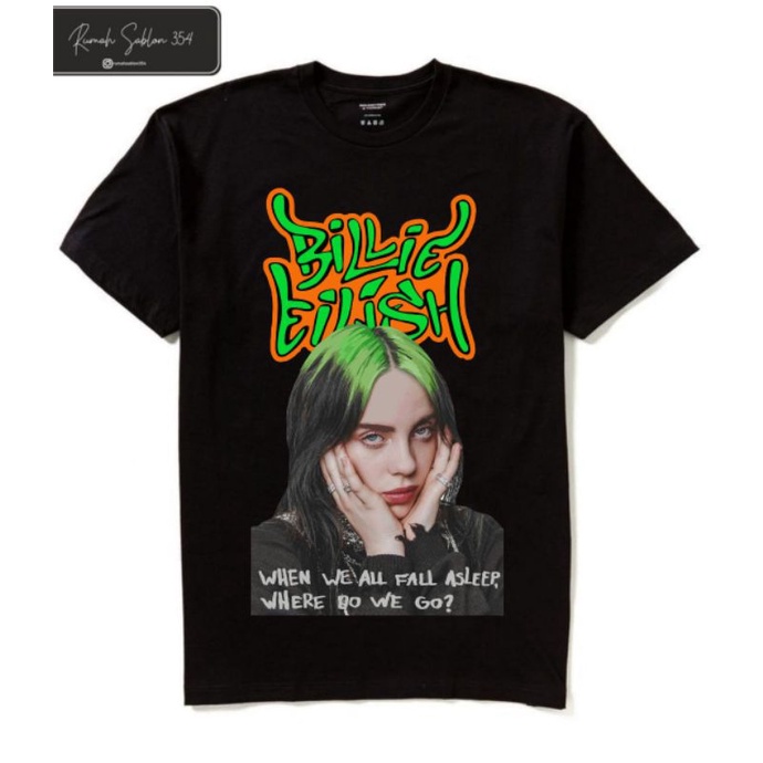 เสื้อยืด HITAM Billie EILISH - WHEN WE ALL FALL SLEEP FACE BOX | Rap TEE วินเทจ | เสื้อเชิ้ตสีดําโอเ