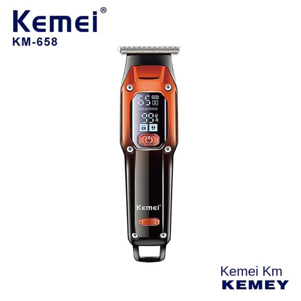 KM-658 ใหม่ LED จอแสดงผลดิจิตอล USB fast charging ร้านทําผมน้ํามันหัวแกะสลักผม clipper