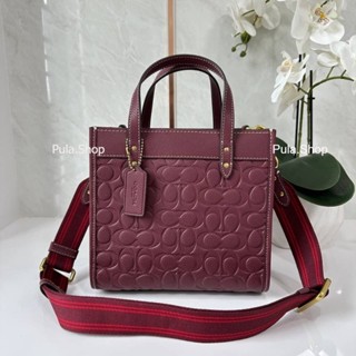 กาะเป๋าสะพายข้าง C4829 กระเป๋าถือทรงโท้ท Coach Field Tote 22 In Signature Leather 005