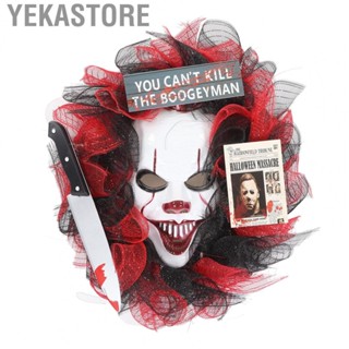 Yekastore Halloween Door Wreath Novel Reusable 49cm Diameter Terror Grimace Decoratio YU