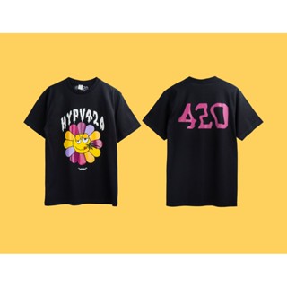 พร้อมส่ง ผ้าฝ้ายบริสุทธิ์ HYT05 เสื้อยืดMURA  ดำ-ขาว T-shirt