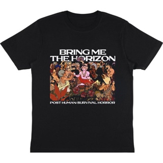 พร้อมส่ง ผ้าฝ้ายบริสุทธิ์ T-shirt     BAND BMTH - POST HUMAN SURVIVAL HORROR  T-SHIRT BAJU METAL BRING ME THE HORIZON