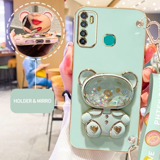 เคสมือถือ แบบนิ่ม ลายหมีน่ารัก พร้อมสายคล้องยาว หรูหรา สําหรับ Infinix Hot 9 10 10I 10S NFC Play X650B X655C X682B X682C X688C X689B