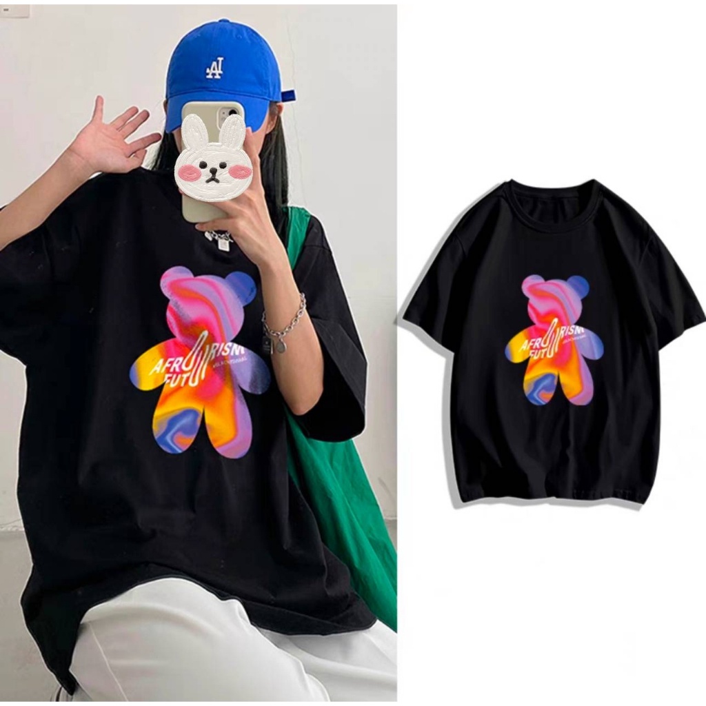 Kfcshopkfc88 เสื้อยืด-สีดำ สกรีนลายการ์ตูนหมี ลายคมชัด พร้อมส่งจากไทย #KB07
