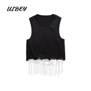 Uibey เสื้อกั๊ก คอกลม ลายดอกไม้ เซ็กซี่ อเนกประสงค์ 108