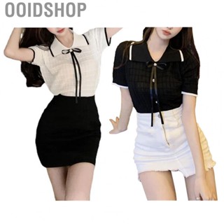 Ooidshop Summer Outfits  Plaid Women Knitted Top Single Breasted Turn Down Collar  for Shopping for Lady