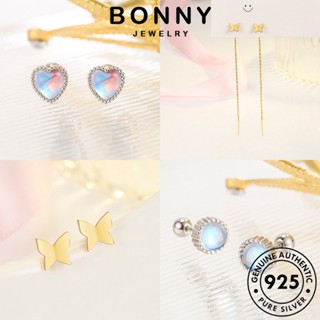 BONNY JEWELRY ต่างหู ไข่มุกหยก ห่วง แฟชั่น หนีบ ผู้หญิง ตุ้มหู เพชร แท้ เครื่องประดับ 925 เกาหลี เครื่องประดับ เงิน มอยส์ซาไนท์ Silver ต้นฉบับ M031