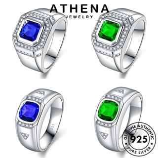 ATHENA JEWELRY แหวน ไพลินมรกต แฟชั่น เรียบง่าย ต้นฉบับ เงิน แท้ ผู้ชาย เครื่องประดับ Silver เกาหลี เครื่องประดับ 925 M084