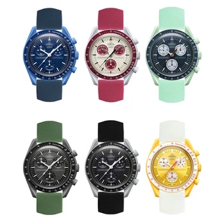สายนาฬิกาข้อมือ ยางซิลิโคนนิ่ม กันน้ํา 20 มม. สําหรับ MoonSwatch Constellation Planet Watch Band