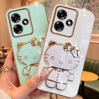 เคสโทรศัพท์มือถือนิ่ม ลาย KT น่ารัก พร้อมขาตั้งกระจก สําหรับ Realme C53 C55 NFC 4G RealmeC53